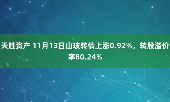 天胜资产 11月13日山玻转债上涨0.92%，转股溢价率80.24%